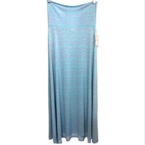 LuLaRoe Sky Blue and Pink Patterned A-Line Skirt maxi